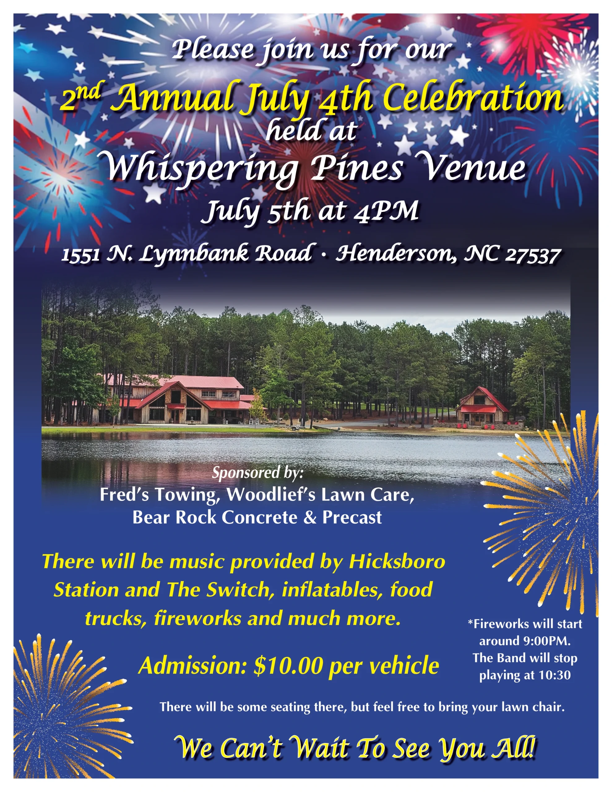 Celebrate the 4th of July with Whispering Pines this year!