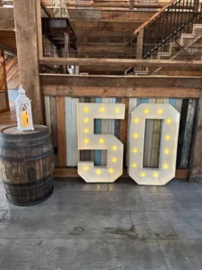 A large illuminated "50" sign was part of the decor at this special event.