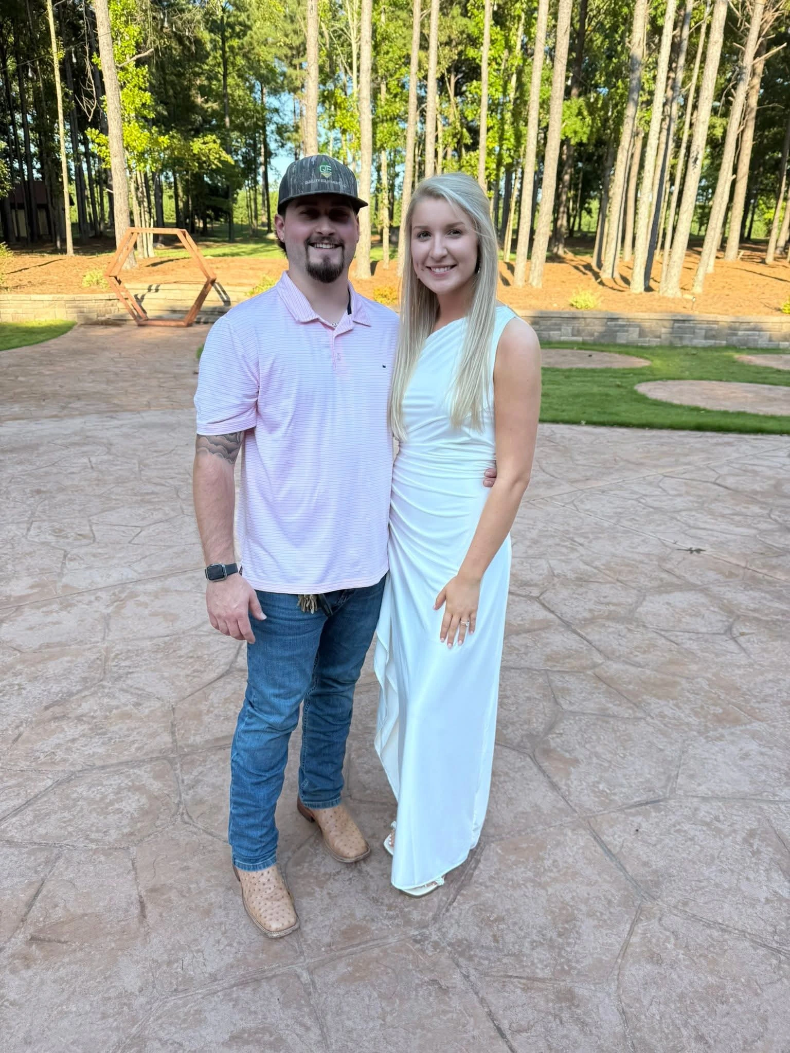 Bride and groom rehearsal at Henderson NC event venue Whispering Pines